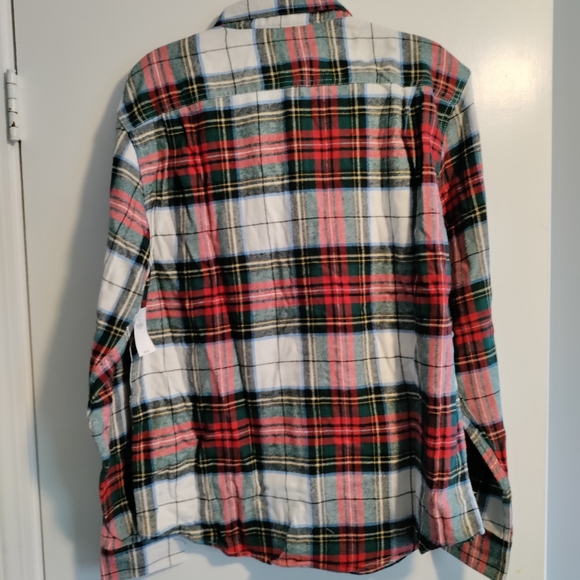 Old Navy flannel shirt plaid white green red winter warm Christmas Large NWT - Picture 5 of 11